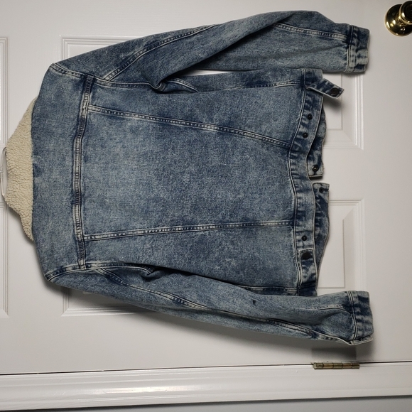 GAP Denim Jacket Contrasting Sherpa Spread Collar - Picture 12 of 14